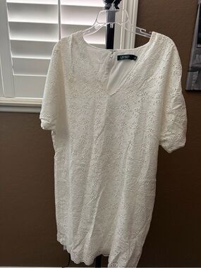 Ralph Lauren White Eyelet V-Neck Dress